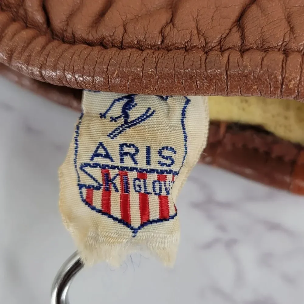 Aris Ski Gloves Vintage Brown Leather Lined Women's Medium